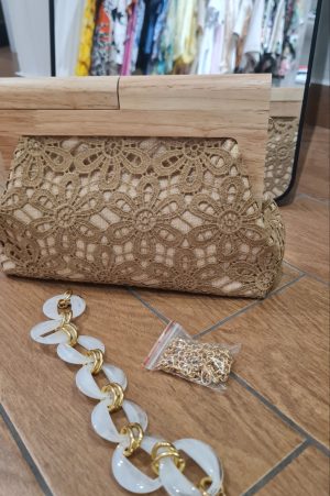 Τσαντάκι Δαντέλα Μπεζ